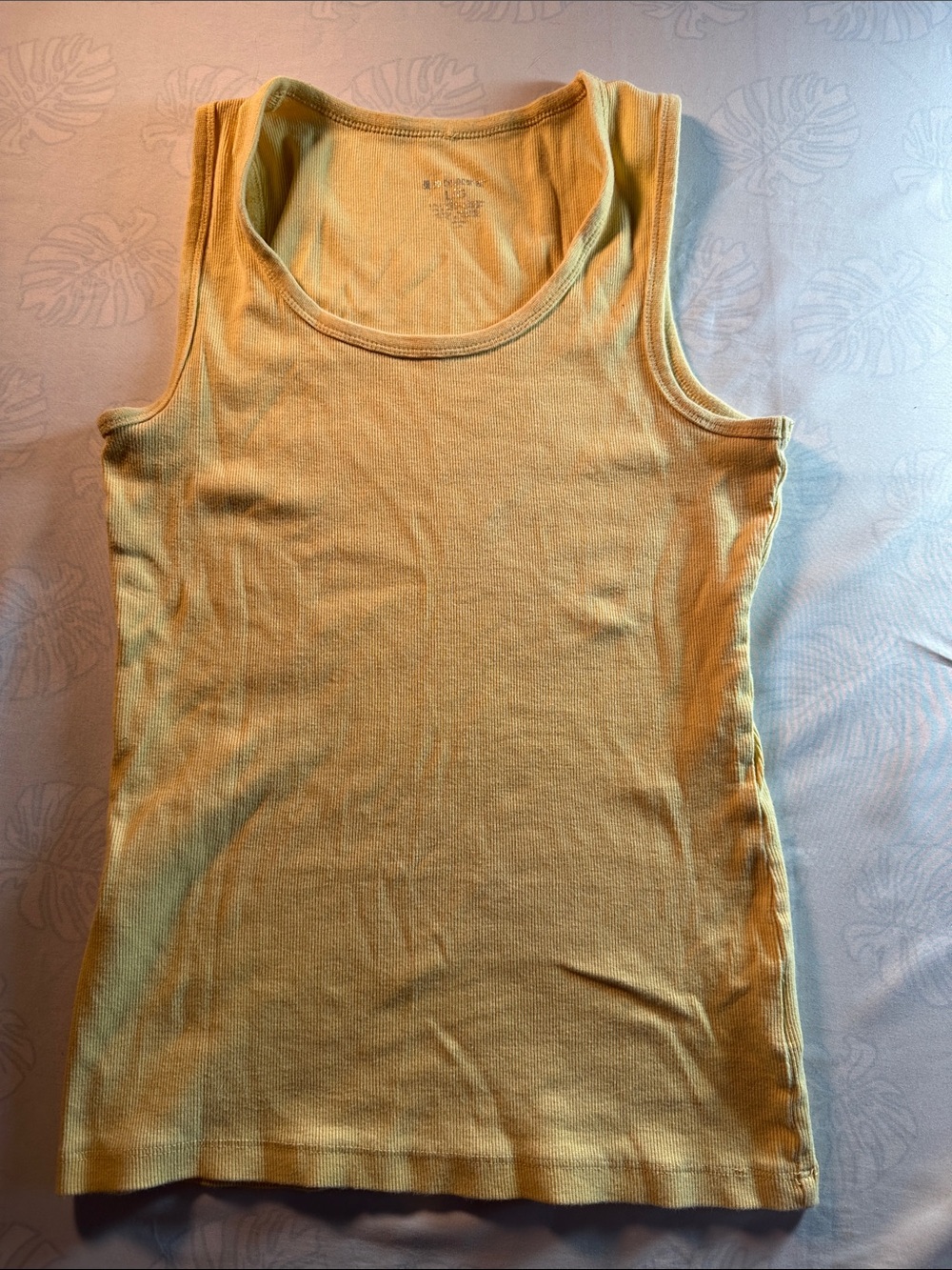 Women's Yellow Ribbed Tank Top - Classic Scoop Neck